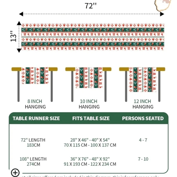 Dusenho Christmas Themed Table Runner 13 By 72 Inches Long - Picture 6 of 6